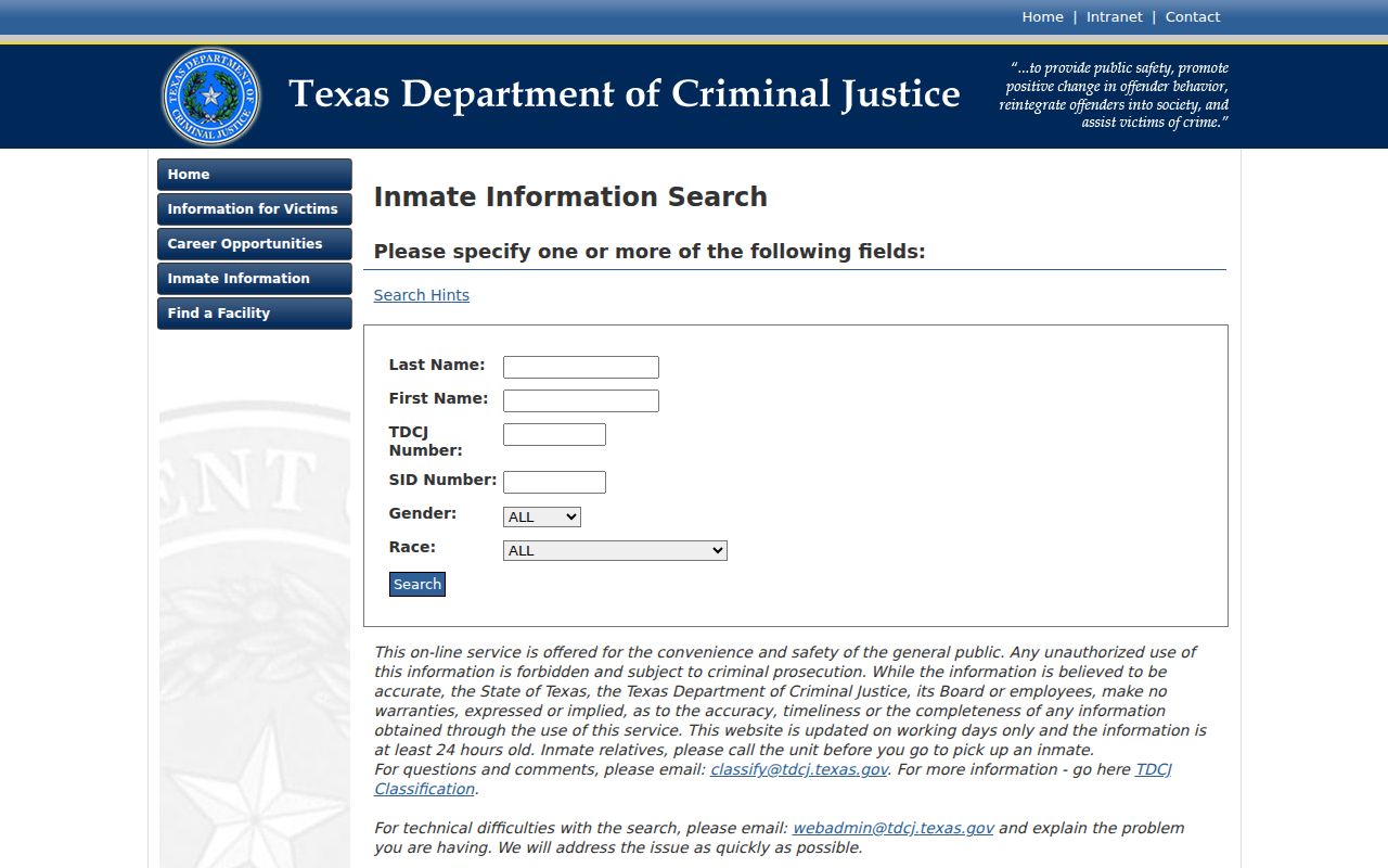 Burnet County arrest history follow-up through TDCJ inmate search