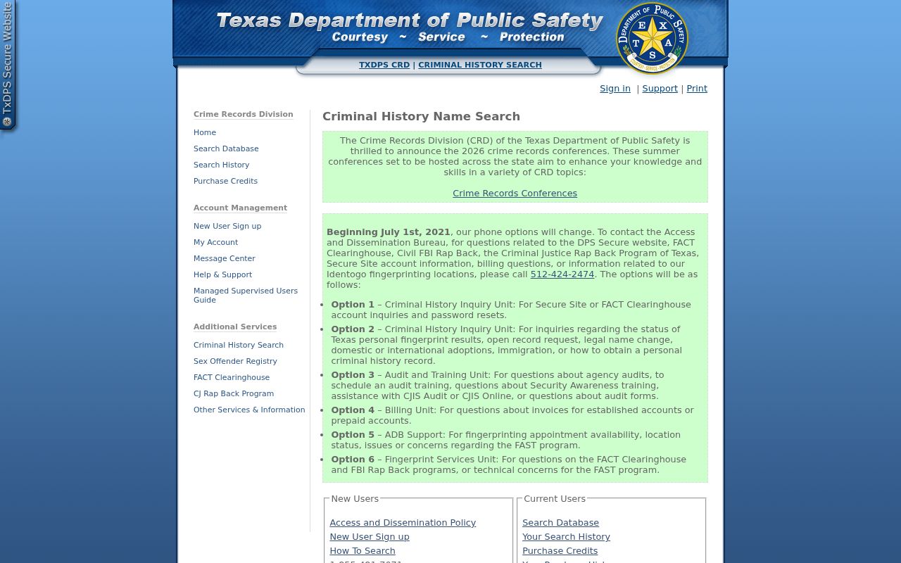 Burnet County criminal history search through Texas DPS