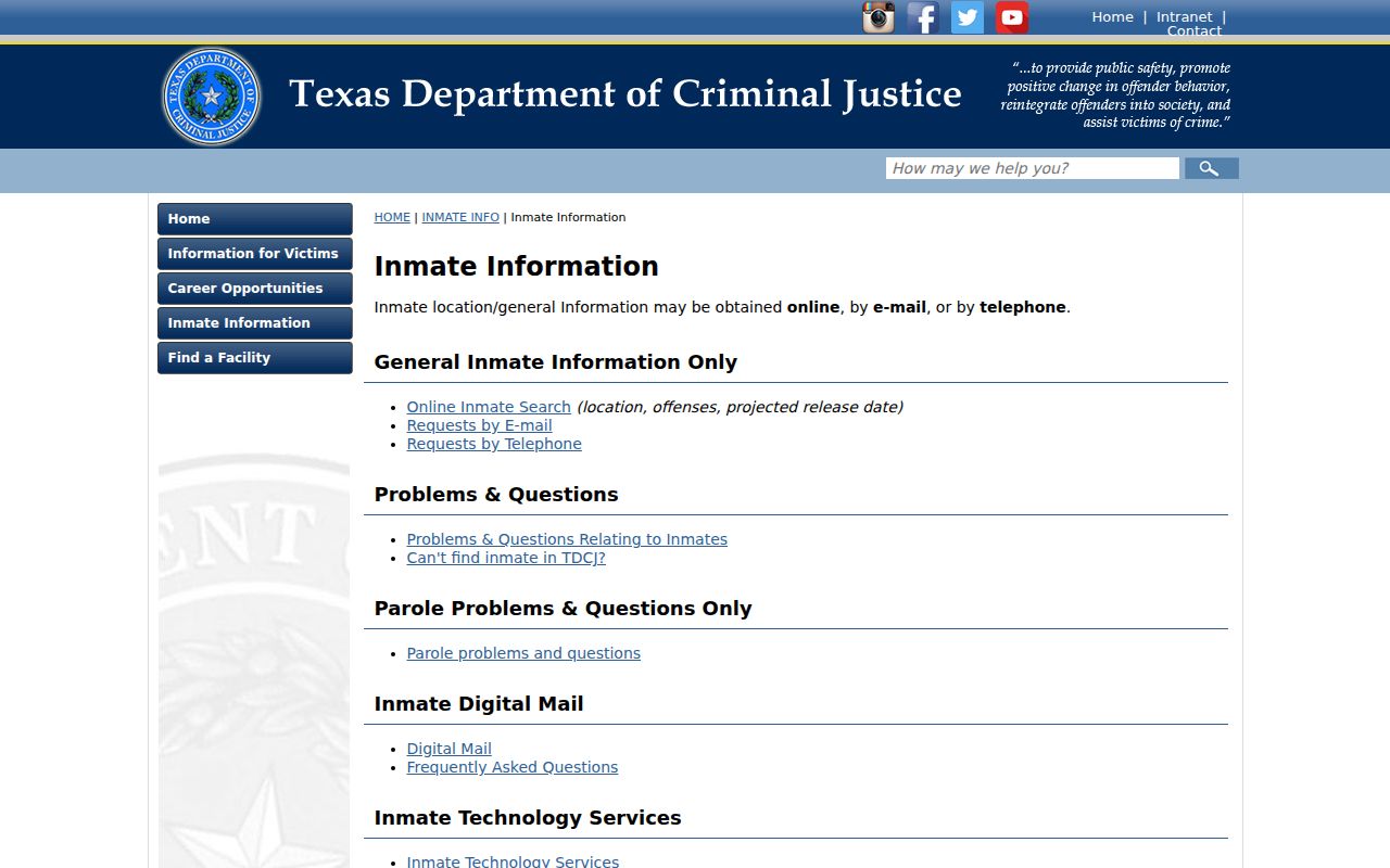 TDCJ channels for Burnet County incarceration record searches