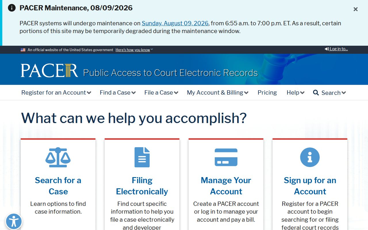 PACER federal criminal record search for Burnet County cases