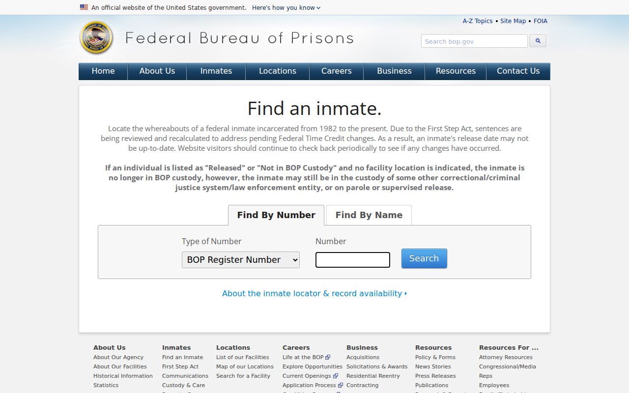 BOP federal inmate lookup serving Burnet County searches