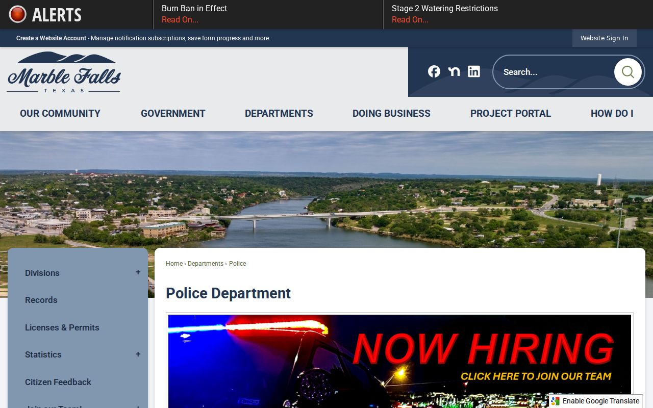 Marble Falls criminal history and municipal court records