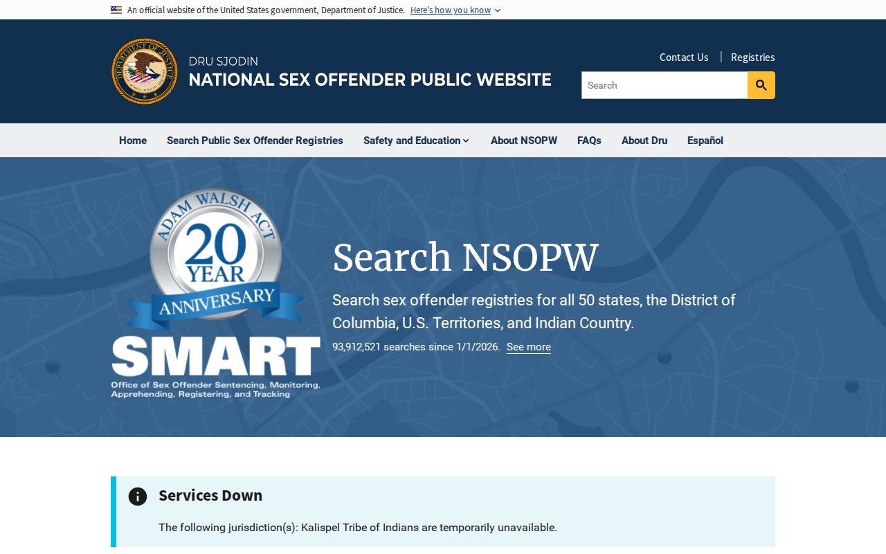 Burnet County sex offender check using the official NSOPW search